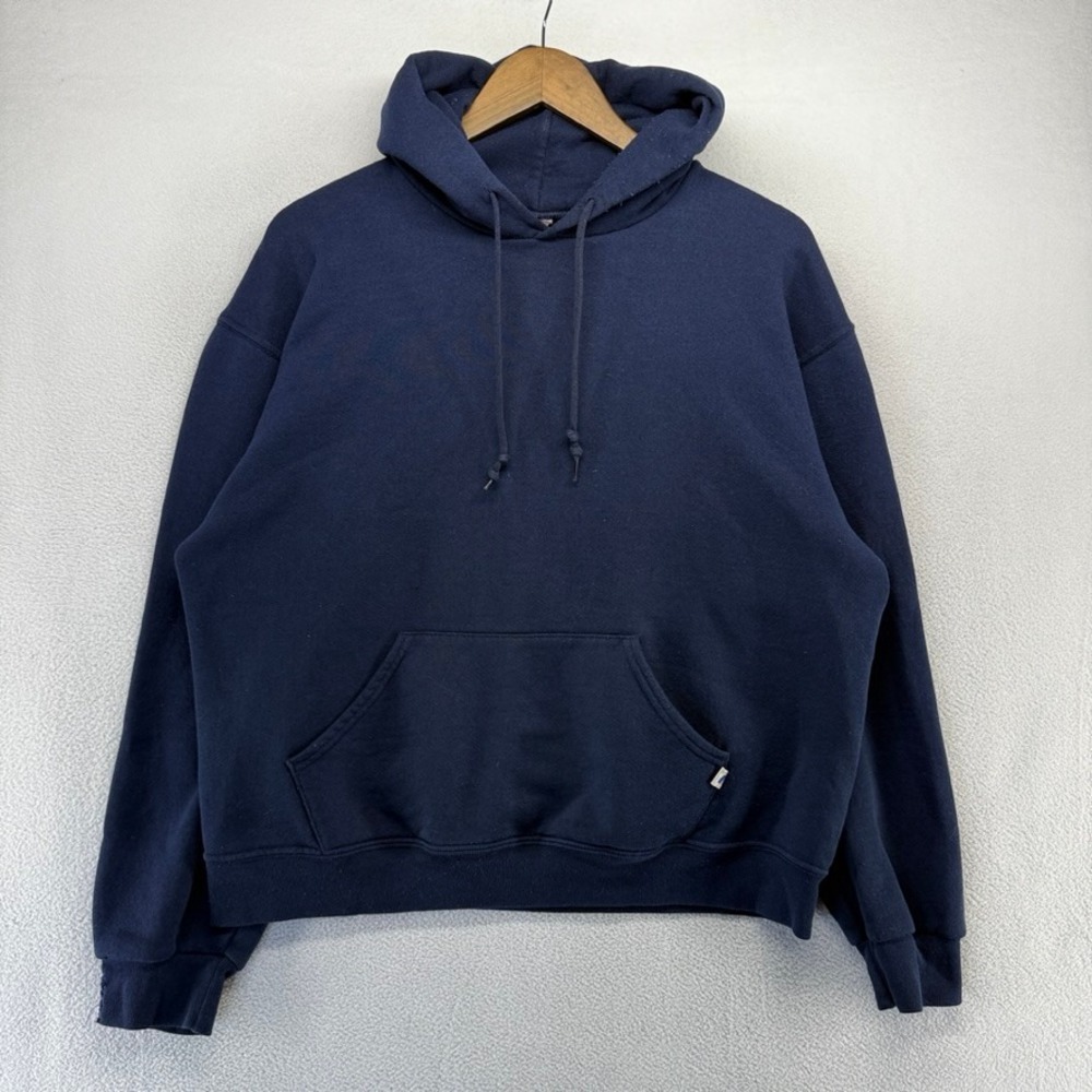 Russell Athletic Hoodie Mens Large Navy Blue Blank Sweatshirt Vintage y2k 2000s